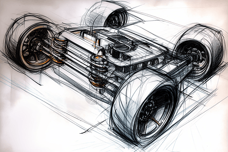 手绘艺术的汽车驱动轴草图插图图片