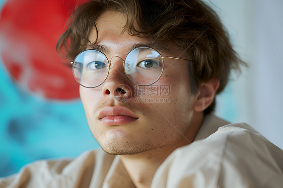戴眼镜的年轻男子图片