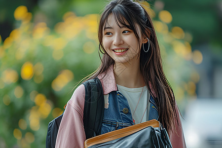 快乐的女学生图片