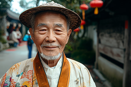 穿着传统服饰的老人图片