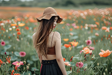 花丛中的女子图片