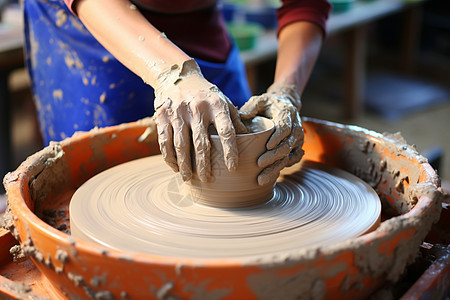 手工制作陶艺品的陶工图片