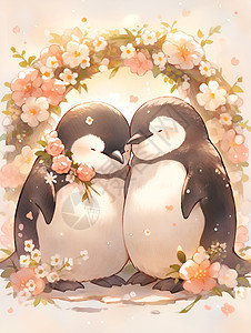 浪漫拥抱的企鹅图片