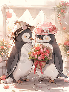 甜蜜小企鹅夫妇图片