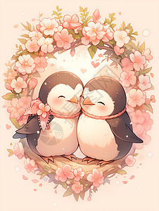 相爱的两只企鹅背景图片