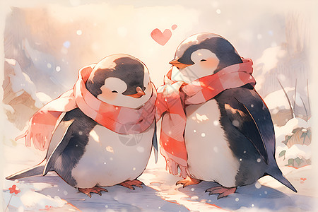 恋爱的动物企鹅背景图片