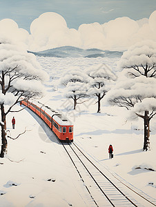 冬季行驶的火车图片