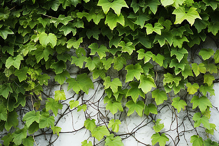 墙壁上的藤蔓和绿叶图片