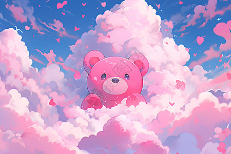 云朵中的熊背景图片