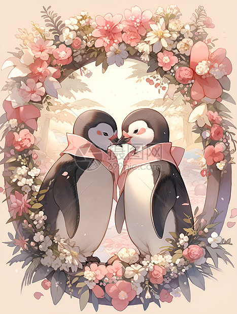 恋爱中的企鹅夫妇图片