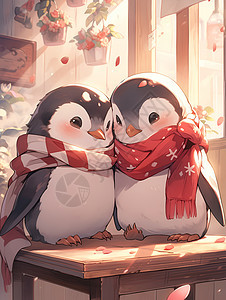 甜美爱情的企鹅夫妇图片
