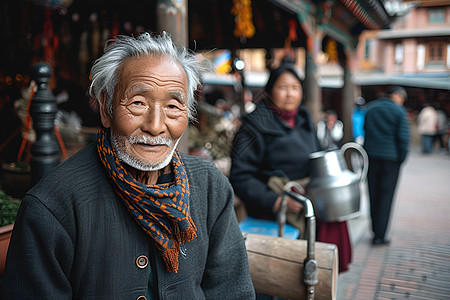 城市街头的老年人图片