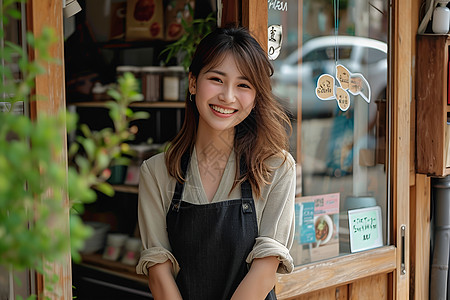 幸福微笑的亚洲女士高清图片