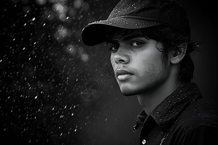 雨中站立的男子图片