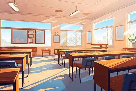 现代学习的校园教室背景图片