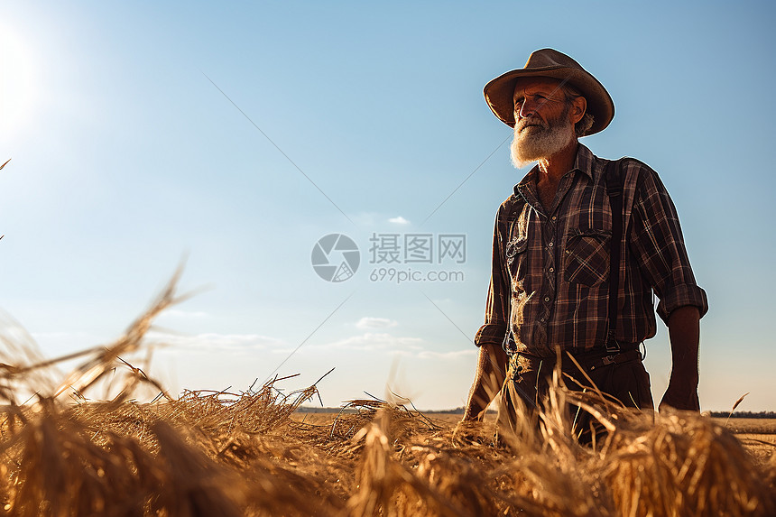 天空下的农民图片