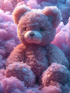 云彩中萌动的泰迪熊图片