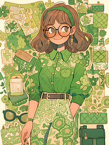 绿色艺术女性图片