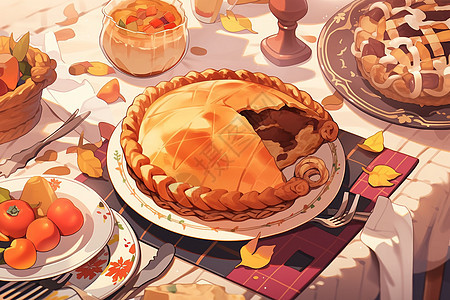 美味感恩节晚宴美食背景图片