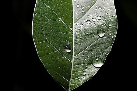 绿叶上洒落的雨滴图片