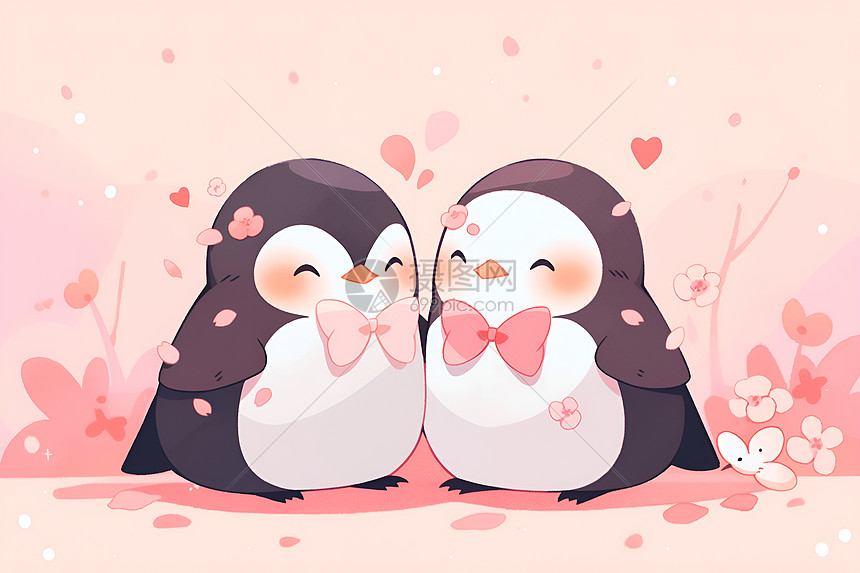 甜蜜企鹅情侣图片
