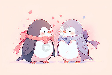 甜蜜浪漫的企鹅情侣图片