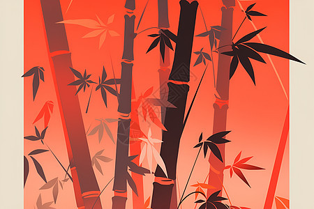 红色的竹林背景图片