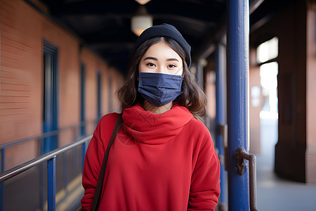 口罩女子图片