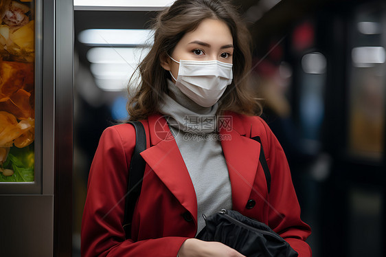 带着口罩的女孩图片