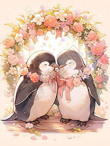 恋爱中的企鹅背景图片