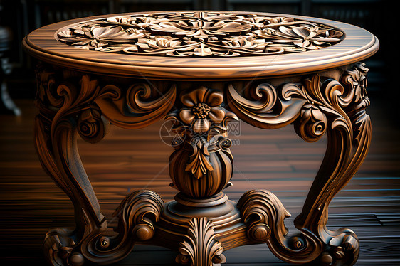 传统的雕刻桌子图片
