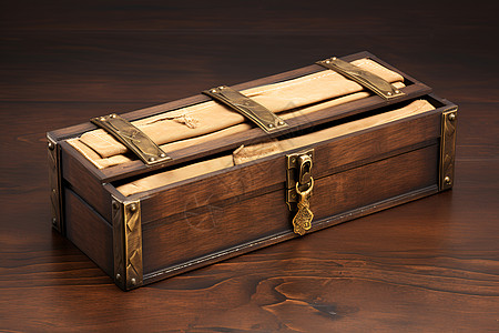 桌面上传统的木盒图片