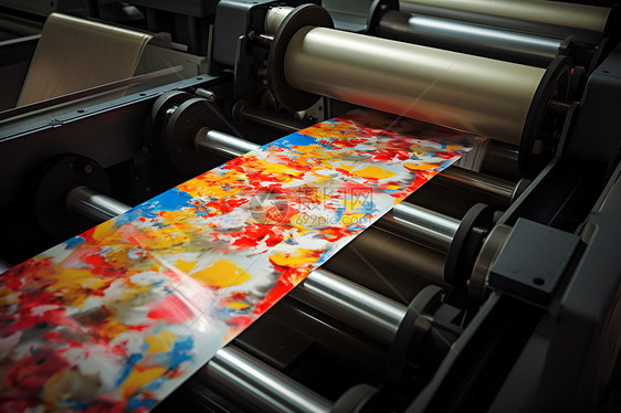 工厂内印刷纸张的机器图片
