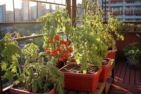 阳台上成熟的番茄图片