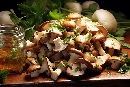 盘子中新鲜的香菇图片