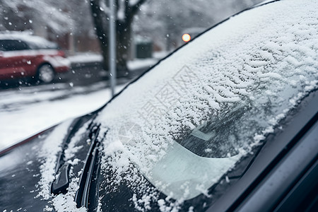 汽车上的雪车辆雨刮器高清图片