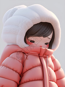 冬季户外可爱的小女孩插图背景图片