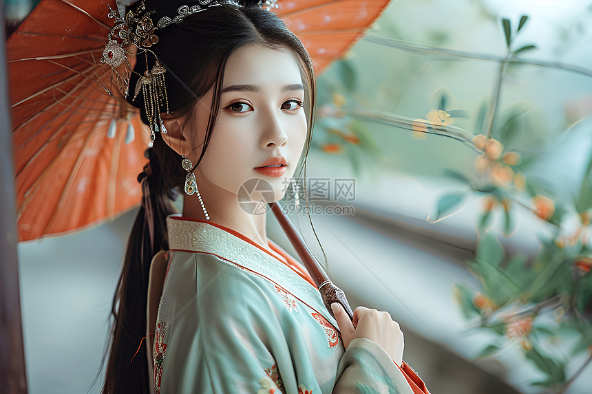 古香古色的亚洲女子图片