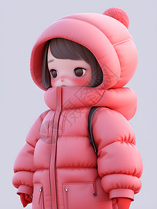 孤雪中的小女孩背景图片