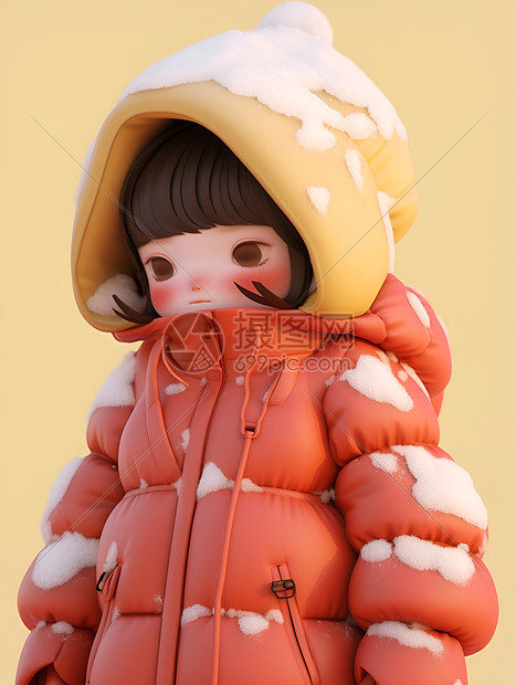 3D创意卡通的小女孩插图图片