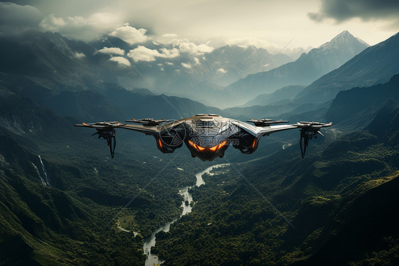 飞翔于山谷的战斗机图片