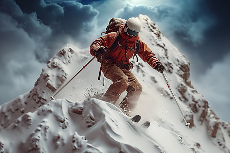 雪山壮观滑雪景象背景图片