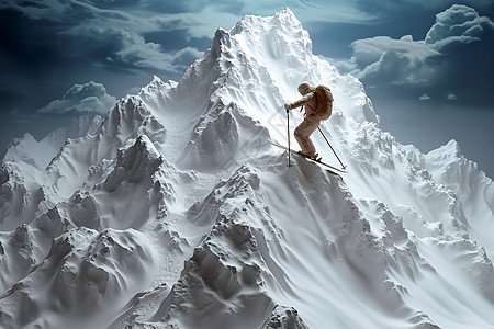 滑雪者在雪山背景图片