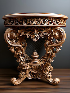 优雅的木质雕刻桌面图片