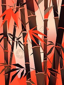 红叶竹林背景图片