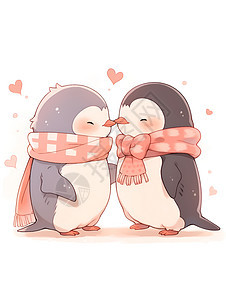 浪漫相依的企鹅情侣背景图片