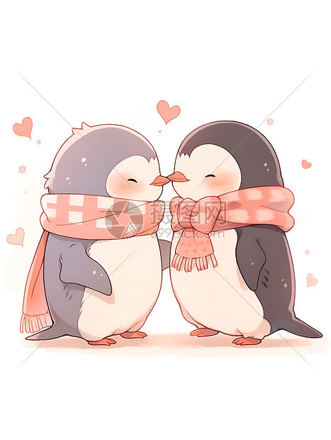 浪漫相依的企鹅情侣图片