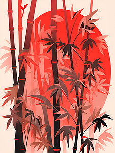 卡通风格的竹林背景图片
