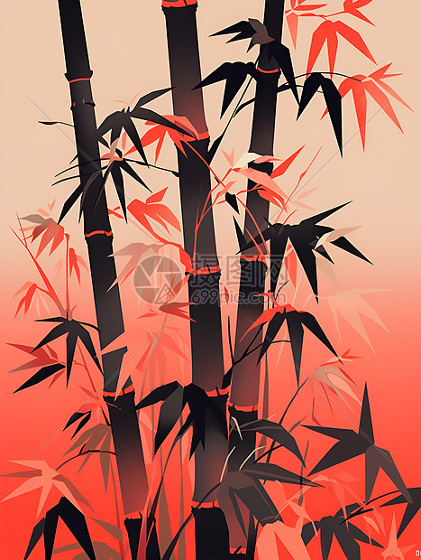 古韵艺术的竹海背景插图图片