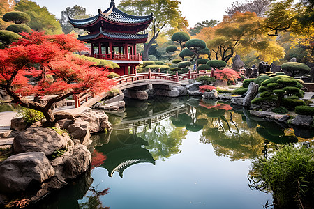 古风底蕴的中式花园景观图片